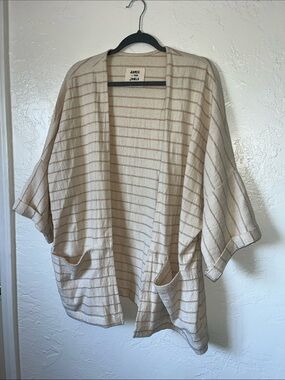 Jamie + the Jones Cream Striped Open Cardigan or Kimono Like New